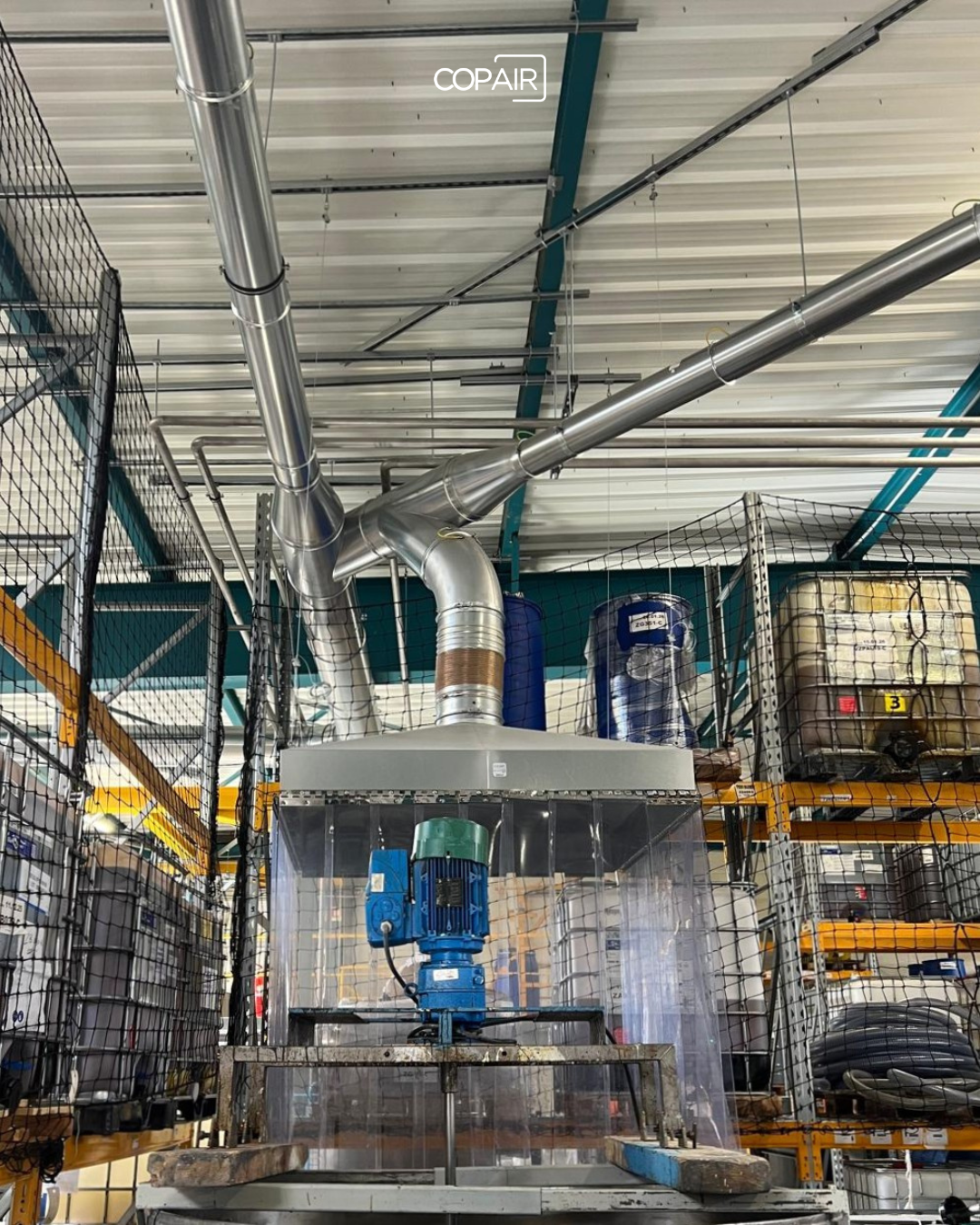 Point de captation aéraulique intégré dans u, réseau d'extraction en zone ATEX, COPAIR